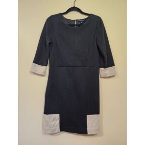 Banana Republic‎ Black and Cream 3/4 Sleeve Sheath Dress Size 8